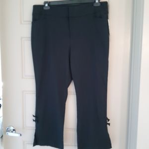 INC Ladies Black Dress Pants 16 NWT Zipper Closure 2 Bows on Slit Ankle